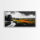 Rolling Hills, Country Path, Black and White Landscape, Canvas Print, Autumn Fields, Minimalist Wall Art, Living Room Decor, Bold Contrast