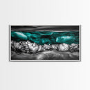 Ocean Depths, Abstract Water, Teal and Black, Framed Canvas Print, Coastal Decor, Modern Wall Art, Living Room Accent, Textured Painting