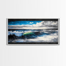 Ocean Wave, Blue Water, Wall Art, Framed Canvas Print, Coastal Decor, Large Beach Print, Nautical Art, Living Room Wall Art