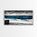 Ocean Waves, Moody, Blue, Coastal, Framed Canvas Print, Seascape Painting, Beach House Decor, Nautical Wall Art, Large Wall Art
