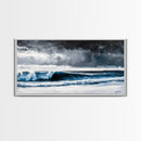Stormy Ocean, Dramatic Seascape, Blue Waves, Coastal Decor, Moody Beach Art, Modern Wall Decor, Large Statement, Framed Canvas Print