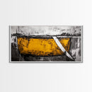 Minimalist Abstract, Yellow Black Art, Industrial Wall Decor, Urban Loft Accent, Framed Canvas Print, Modern Home Office Art
