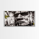 Monochrome Face Art, Edgy Black White Painting, Street Art Print, Urban Loft Decor, Framed Canvas Print, Unique Statement Piece