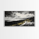 Golden Field, Pathway Landscape, Black and White Art, Moody Sky, Scenic Wall Decor, Office Wall Art, Canvas Print, Minimalist Nature