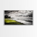Stormy Beach, Coastal Horizon, Monochrome Landscape, Framed Canvas Print, Minimalist Art, Modern Living Room Decor, Dramatic Ocean Scene