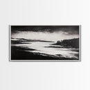 Serene Waters, Mountain Lake, Foggy Landscape, Canvas Print, Black and White Art, Minimalist Home Decor, Rustic Cabin Wall Art, Office Art