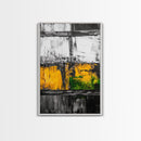 Industrial Texture, Abstract Modern Art, Yellow Green Minimalist, Contemporary Home Decor, Statement Wall, Framed Canvas Print, Gift Idea
