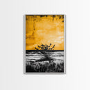 Golden Horizon, Minimalist Desert Art, Warm Sunset Tones, Contemporary Landscape, Boho Home Decor, Framed Canvas Print, Gift Idea