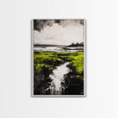 Marsh, Coastal Greenery, Landscape Wall Art, Framed Canvas Print, Nature Aesthetic, Living Room Decor, Serene Scenic View, Rustic Style