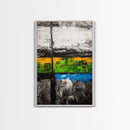 Geometric Landscape, Textured Canvas Print, Bold Wall Art, Modern Home Decor, Minimalist Artwork, Yellow Green Blue Painting