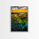 Vibrant Sunset, Golden Horizon, Abstract Landscape, Fall Wall Decor, Textured Nature Art, Framed Canvas Print, Modern Home Art