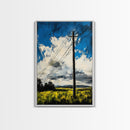 Power Lines, Rural Landscape, Country Wall Art, Modern Farmhouse Decor, Yellow Field Canvas Print, Minimalist Wall Art, Office Wall Decor