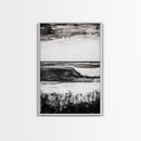 Black White Waves, Ocean Wall Art, Minimalist Coastal, Framed Canvas Print, Beach House Decor, Monochrome Seascape, Surfer Gift
