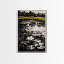Water Lily, Tranquil Pond Scene, Zen Nature Decor, Floral Botanical Print, Relaxing Bedroom Wall Art, Framed Canvas Print