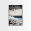 Ocean Wave Art, Monochrome Seascape Print, Coastal Wall Decor, Ocean Scene, Nautical Art, Beach House Print, Framed Canvas Print