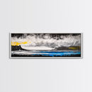 Stormy Ocean, Coastal Scene, Framed Canvas Print, Black and White Wall Art, Dramatic Seascape, Office Decor, Moody Landscape Painting