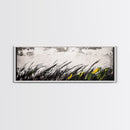 Grassy Field Painting, Minimalist Art, Nature Inspired, Modern Wall Decor, Black and White Art, Framed Canvas Print, Office Wall Art