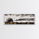 Surreal Ocean Art, Black and White Wave Print, Modern Seascape Painting, Coastal Wall Decor, Abstract Beach Canvas Print, Framed Canvas Print