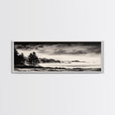 Misty Forest, Black and White Landscape, Minimalist Art, Large Wall Decor, Living Room Wall Art, Framed Canvas Print, Rustic Home Decor