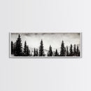 Foggy Pines, Black and White Nature Art, Minimalist Forest Print, Modern Wall Decor, Living Room Wall Art, Framed Canvas Print, Rustic Home Decor