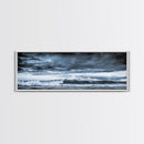 Blue Ocean, Stormy Waves, Mountain Seascape, Canvas Print, Coastal Wall Art, Nautical Home Decor, Living Room Art, Large Modern Print