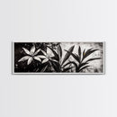 Monochrome Floral, Black and White Flowers, Botanical Wall Art, Minimalist Decor, Framed Canvas Print, Bedroom Art, Modern Aesthetic, Elegant Art