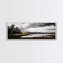 Stormy Marsh, Moody Landscape, Black and White Nature Art, Rustic Home Decor, Framed Canvas Print, Cabin Wall Art, Fall Decor, Dramatic Scene