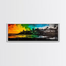 Sunset Cliffs, Vibrant Beach, Palm Trees Art, Coastal Home, Canvas Print, Colorful Seascape, Boho Wall Art, Modern Interior