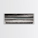 Ocean Bench, Beach Serenity, Black and White Seascape, Minimalist Art, Framed Canvas Print, Calm Coastal, Meditation Space