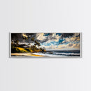 Beach Escape, Cliffside Home, Coastal Scene, Canvas Print, Ocean Landscape, Beach House Art, Nautical Decor, Living Room Artwork