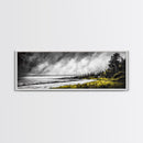 Stormy Coast, Dramatic Sky, Seaside Serenity, Framed Canvas Print, Black and White Art, Large Wall Decor, Living Room Statement