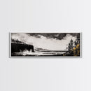 Cliffside Ocean, Dramatic Seascape, Moody Coast, Monochrome, Framed Canvas Print, Coastal Wall Art, Nautical Decor, Large Wall Art