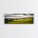 Rolling Hills, Countryside Landscape, Green Fields, Framed Canvas Print, Rural Wall Art, Nature Scene, Pastoral Painting, Home Office Art