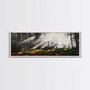 Sunlit Forest, Nature Pathway, Woodland Wall Art, Framed Canvas Print, Autumn Landscape Painting, Cozy Cabin Decor, Rustic Home Art
