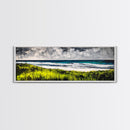 Seaside Escape, Grassy Cliffs, Coastal Wall Art, Canvas Print, Beach Landscape Painting, Relaxing Ocean View, Bedroom Wall Decor