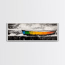 Vibrant Boat, Nautical Art, Abstract Seascape, Colorful Wall Art, Living Room Art, Coastal Home Decor, Framed Canvas Print