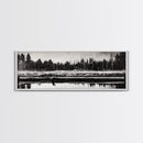 Monochrome Forest, Black and White, Nature Wall Art, Minimalist Landscape, Serene Art, Woodland Scene, Framed Canvas Print, Bedroom Wall Art