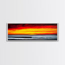 Fiery Sunset Seascape, Dramatic Ocean Painting, Bold Sunset Wall Art, Beach Vibes Decor, Coastal Home Art, Bedroom Wall Artwork, Canvas Print