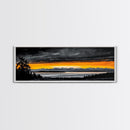 Sunset Over Mountains, Dramatic Landscape Art, Black and Yellow Wall Art, Bold Sky Painting, Nature Print, Office Wall Decor, Framed Canvas Prin