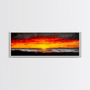 Sunset, Ocean, Waves, Canvas Print, Vibrant Sunset Wall Art, Beach House Decor, Coastal Painting, Living Room Art, Boho Aesthetic, Seascape