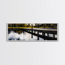 Lakeside Dock, Reflection Art, Serene Water, Framed Canvas Print, Tranquil Nature Scene, Rustic Cabin Decor, Woodland Wall Art, Large Art