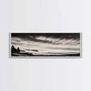 Ocean Waves, Stormy Sky, Dramatic Clouds, Canvas Print, Black and White Landscape, Coastal Wall Art, Living Room Decor, Minimalist Painting