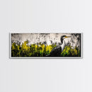 Modern Bird Art, Black and White Wall Decor, Nature Painting, Wildlife Art, Abstract Landscape, Living Room Wall Art, Framed Canvas Print