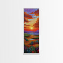 Sunset Field, Desert Painting, Framed Canvas Print, colorful desert horizon landscape wall art, autumn tones, boho entryway accent