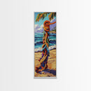Beach, Rope, Colorful, Tropical, Framed Canvas Print, Nautical Wall Art, Coastal Boho Decor, Beach House Accent, Bright Living Room Art
