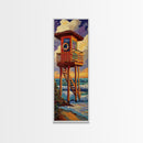 Lifeguard, Tower, Ocean, Surf, Framed Canvas Print, Beach House Wall Art, Coastal Summer Decor, Nautical Living Room Style, Ocean Vibe Art