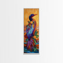Bird, Colorful, Floral, Elegant, Framed Canvas Print exotic bird painting living room wall art bold colorful feathers tropical boho art