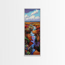 Wildflower, Marsh, Coastal, Path, Framed Canvas Print with golden autumn grasses, colorful marshland, farmhouse entryway wall decor