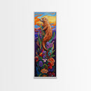 Otter, Flowers, Fantasy, Wildlife, Framed Canvas Print, Whimsical animal art in vibrant palette, ideal Nursery Art or Nature Lover Decor