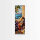 Hammock, Ocean, Palm Tree, Relaxing Coastal Hammock Canvas Print, Boho Summer Art, Seaside Retreat Wall Decor, Bedroom or Lounge